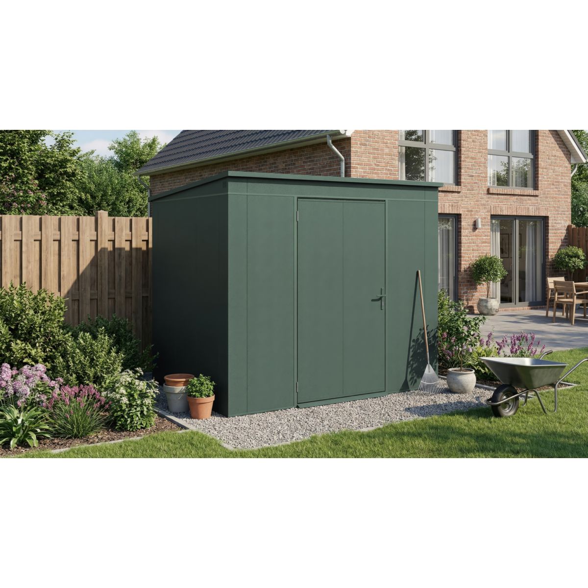 Weka Metall-Gerätehaus Gary, 0,7mm, 242 x 198, grün