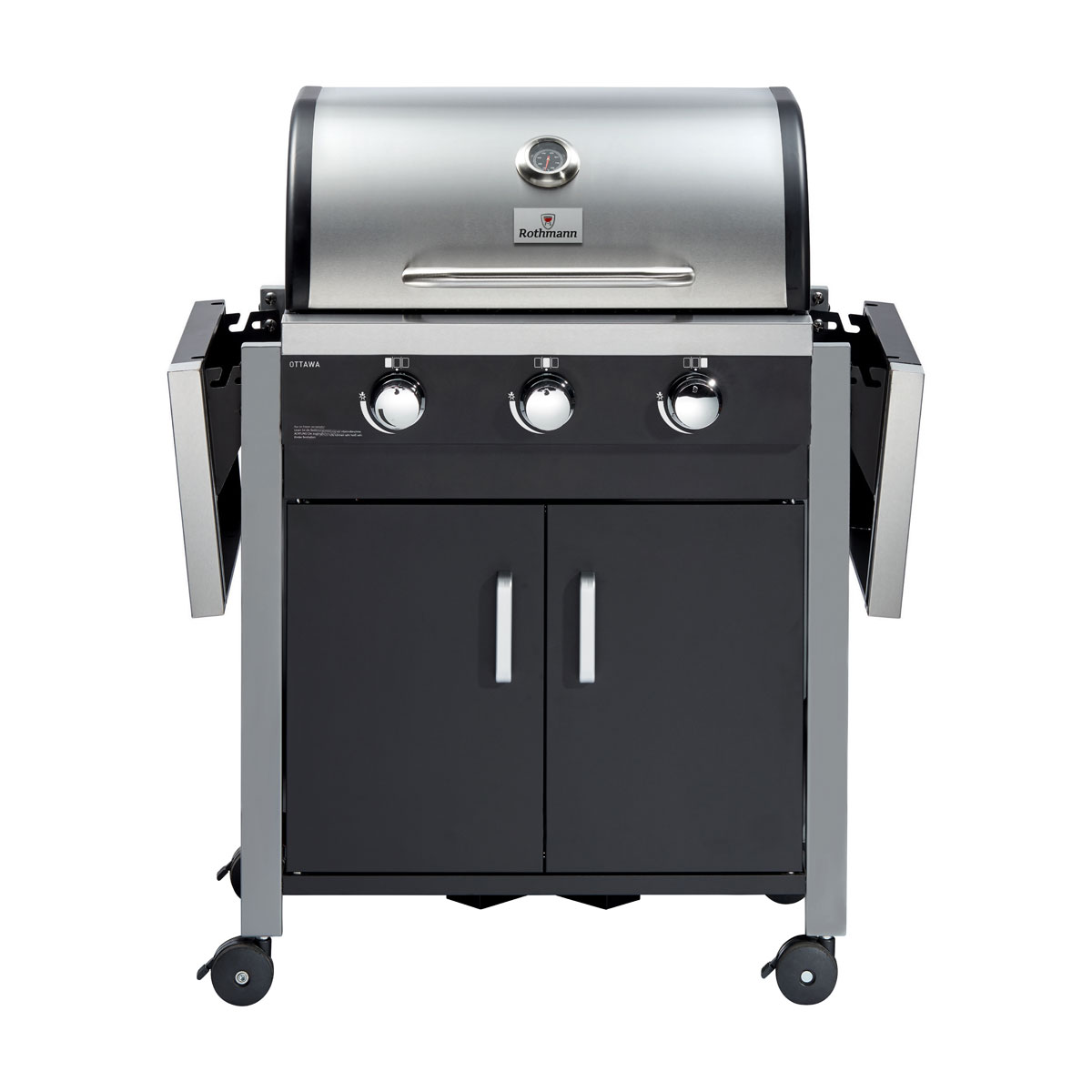 Rothmann Gasgrillwagen Ottawa 3 Brenner je 3,2 kW gusseisernes Grillrost Bild 2