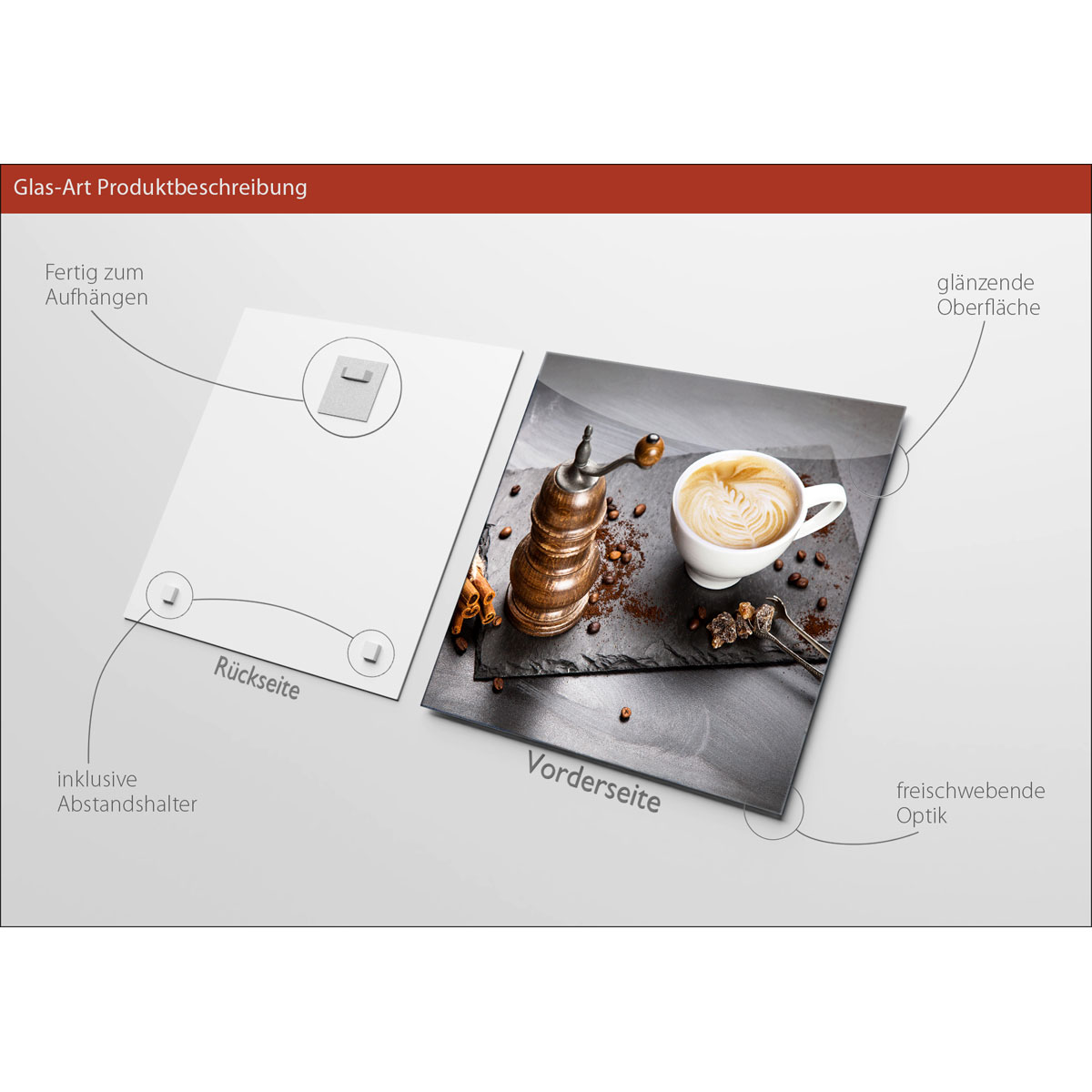 Glas-Art Cafe I 20 x 20 Glasbild Bild 3