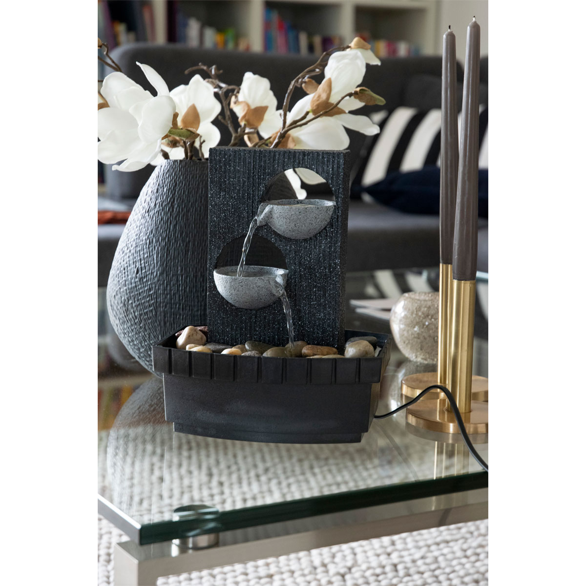 dobar Zimmerbrunnen 20,5 x 26 x 16,5 cm grau-schwarz Bild 2