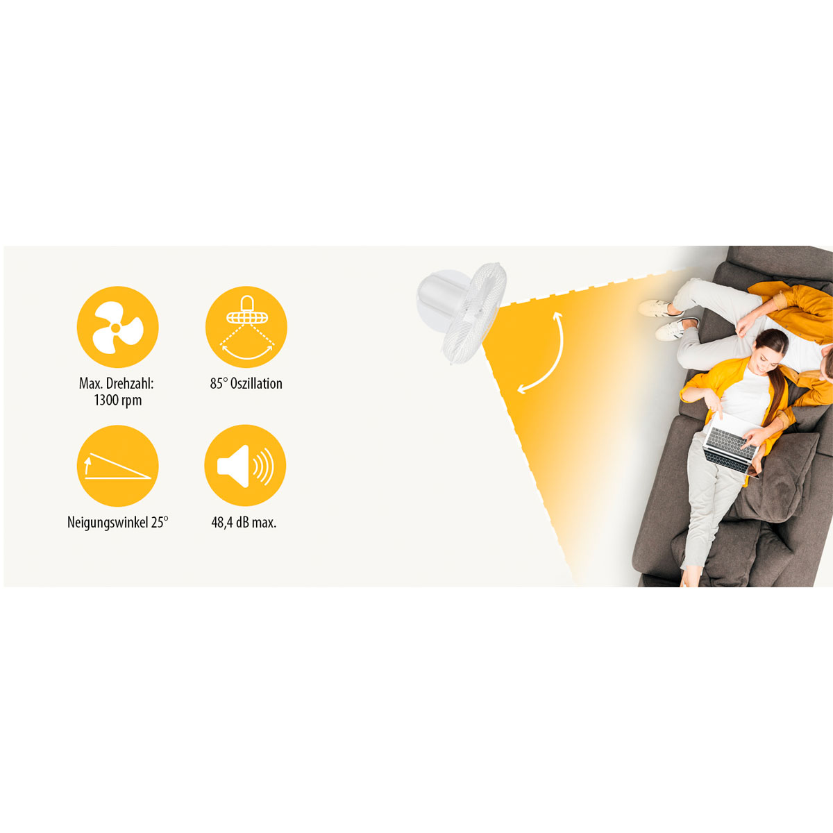 Tischventilator ⌀ 30 cm weiß Bild 8