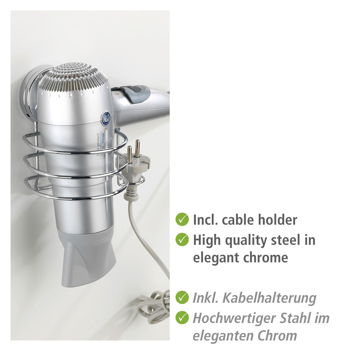 Wenko Haartrocknerhalter Osimo Befestigen ohne bohren Static-Loc Bild 3