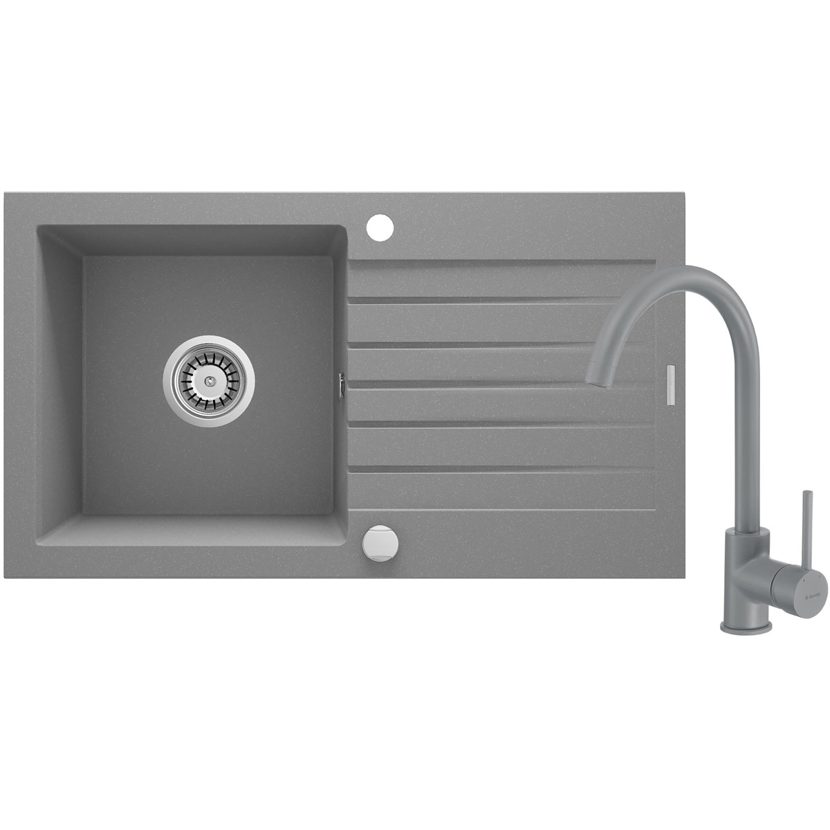 deante  Granitspülen-Set ZORBA mit Armatur grau mettalic