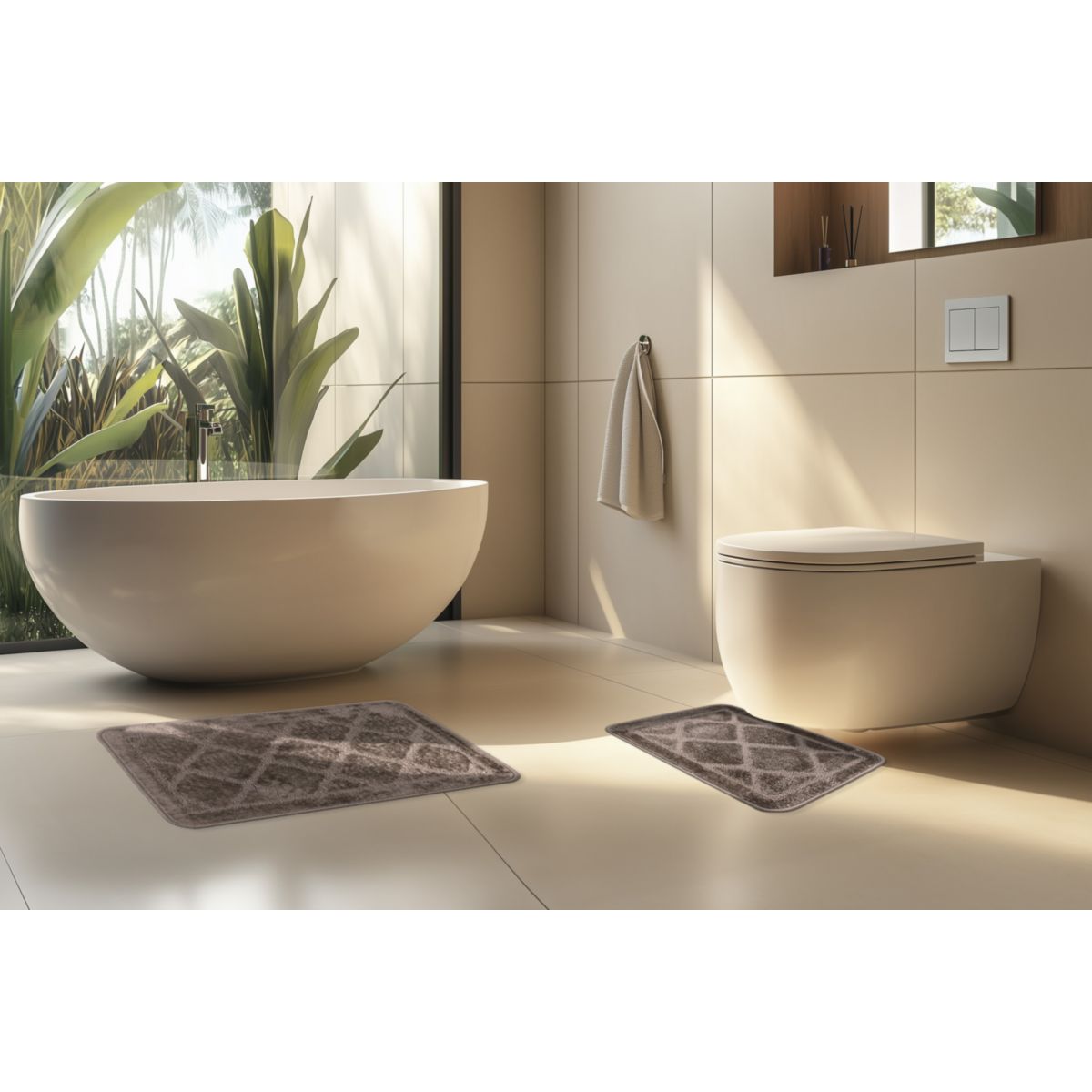 Badematte Lagoon 125 taupe  2er-Set Bild 3