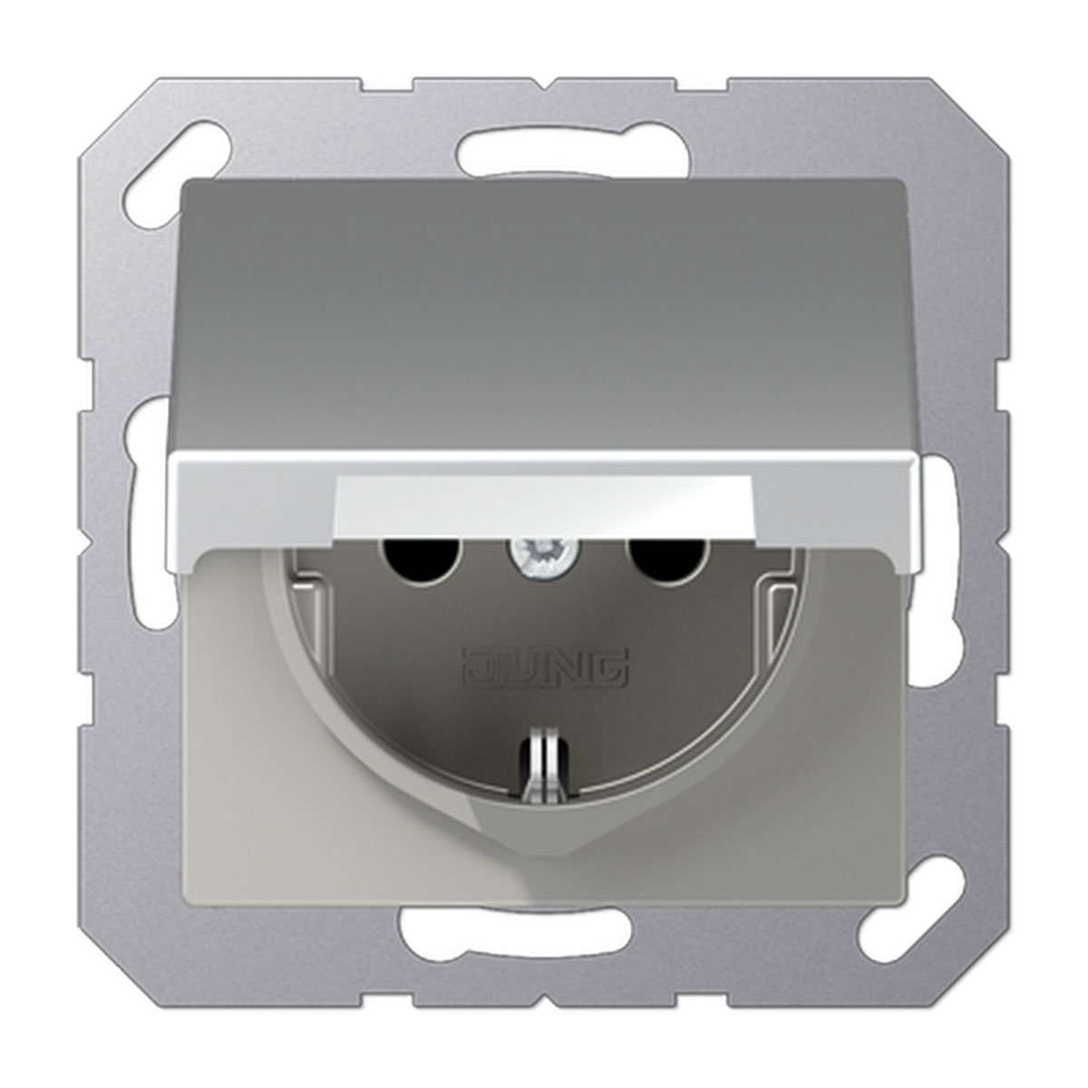 Jung SCHUKO-Steckdose AS 500 Klappdeckel aluminiumfarben