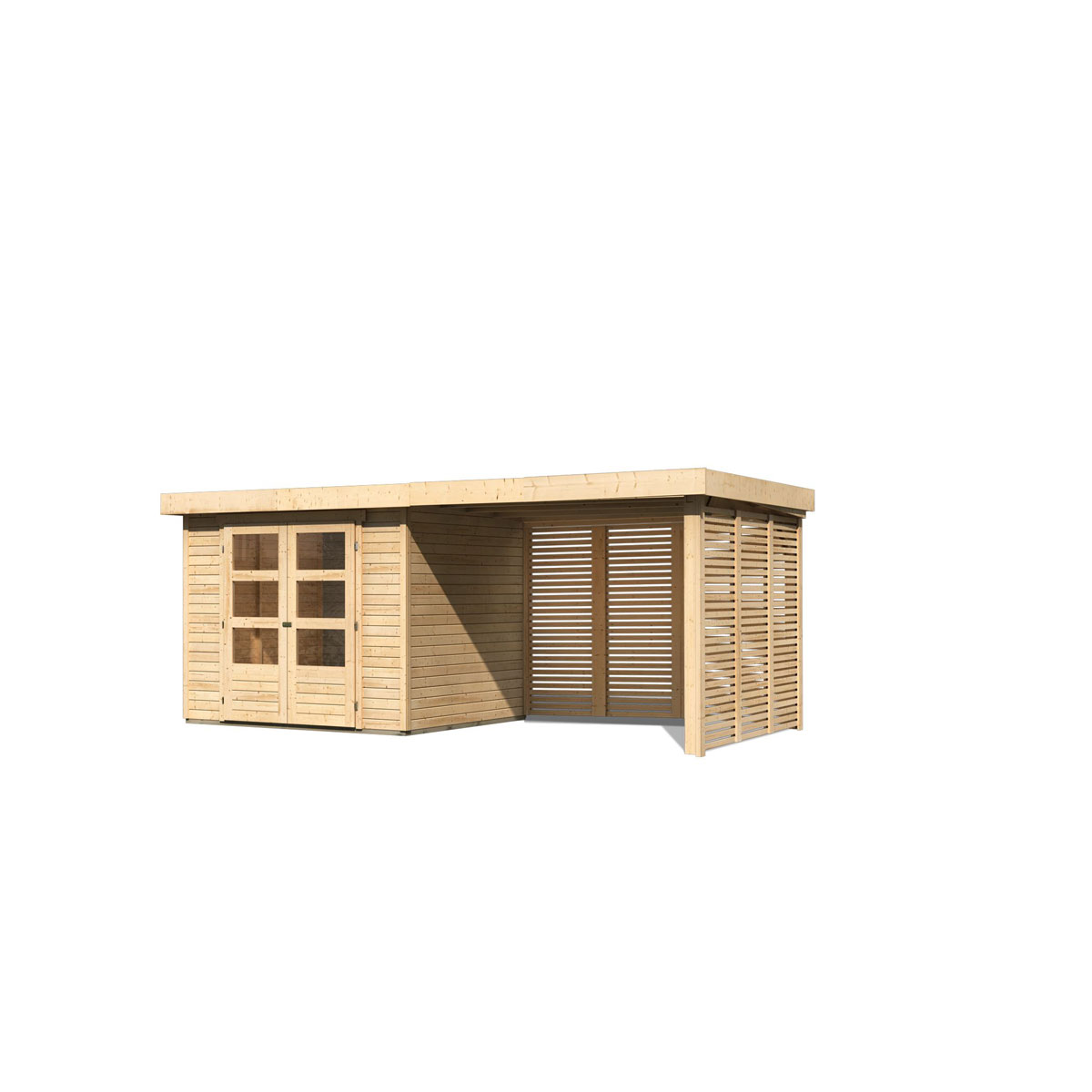 Karibu BBH Askola 3 Set mit Anbaudach naturbelassen Bild 4