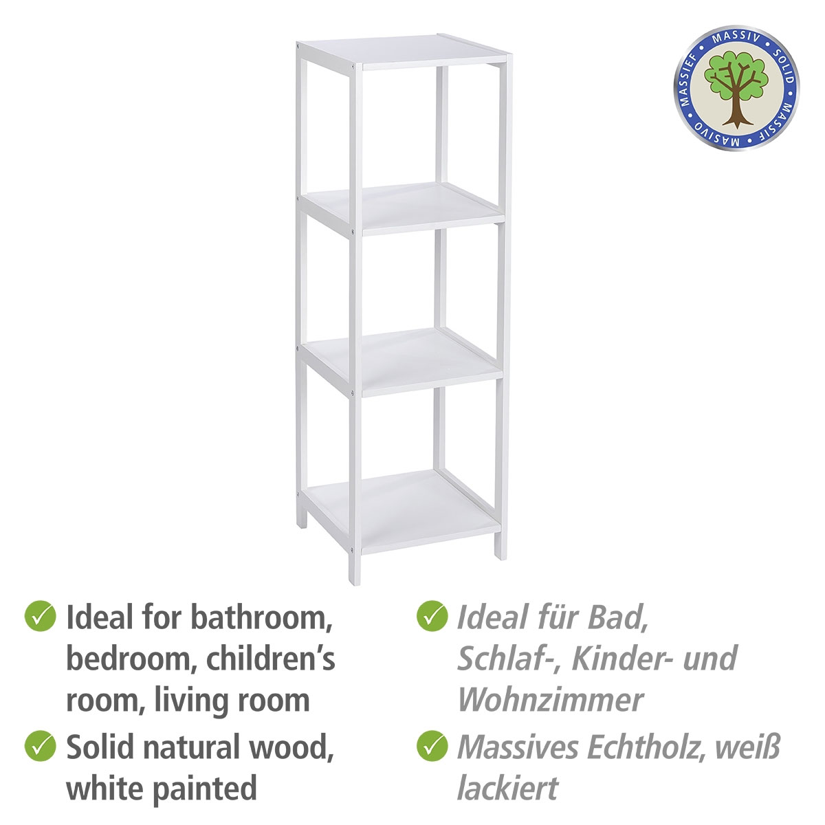 Wenko  Regal Oslo 4 Etagen Echtholz Badregal Bild 3