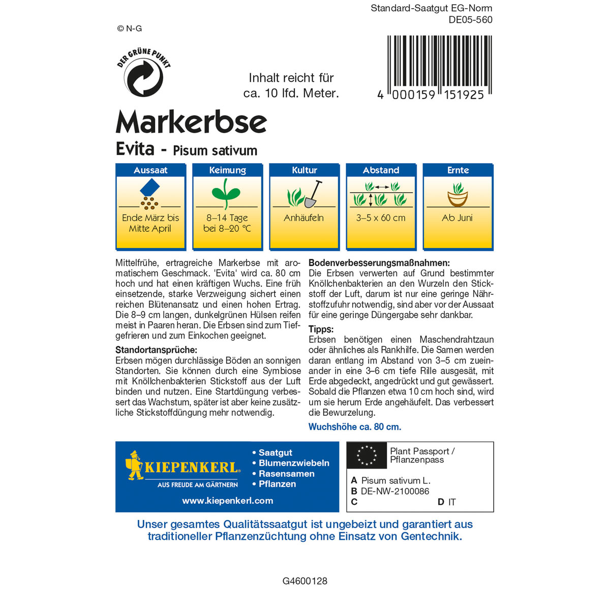 Kiepenkerl Markerbse Evita Bild 2