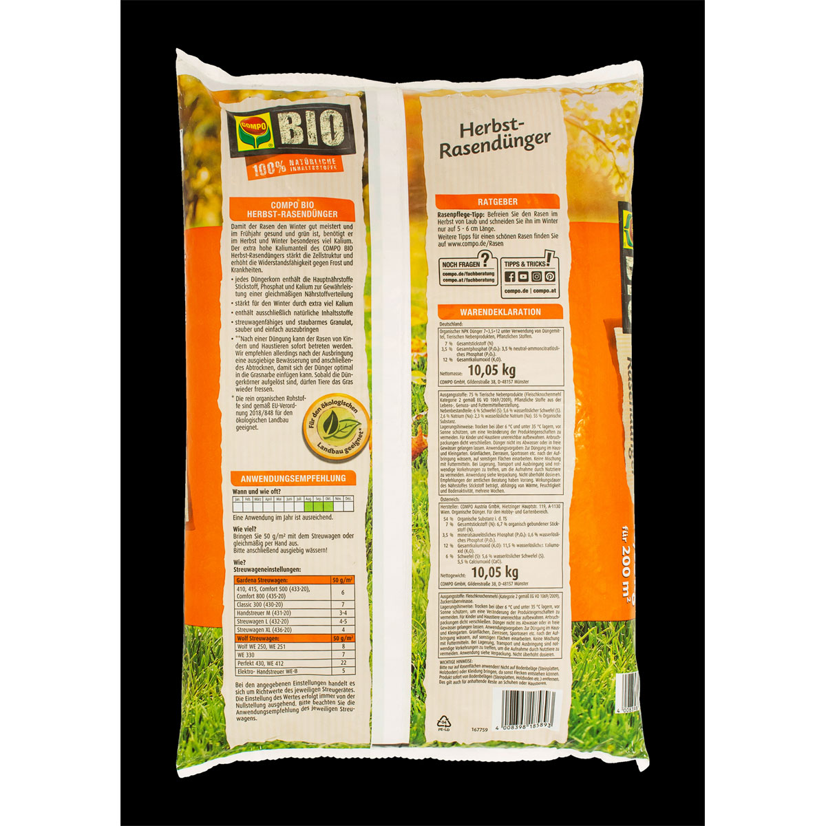 Compo BIO Herbst-Rasendünger 10,05 kg Bild 2