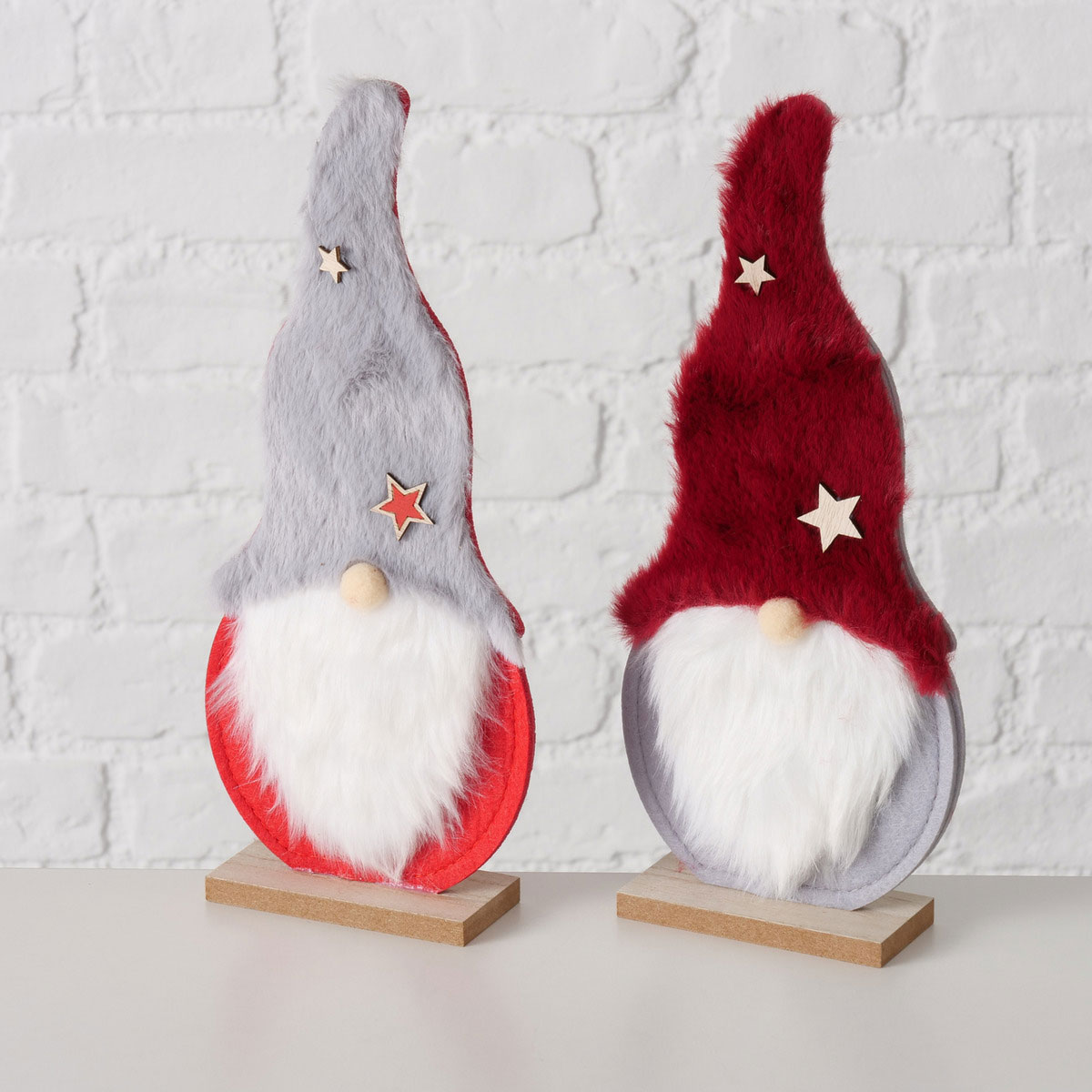 Figur Imka Wichtel Weihnachtsmann 13 x 5 x 29 cm grau rot Textil Holz