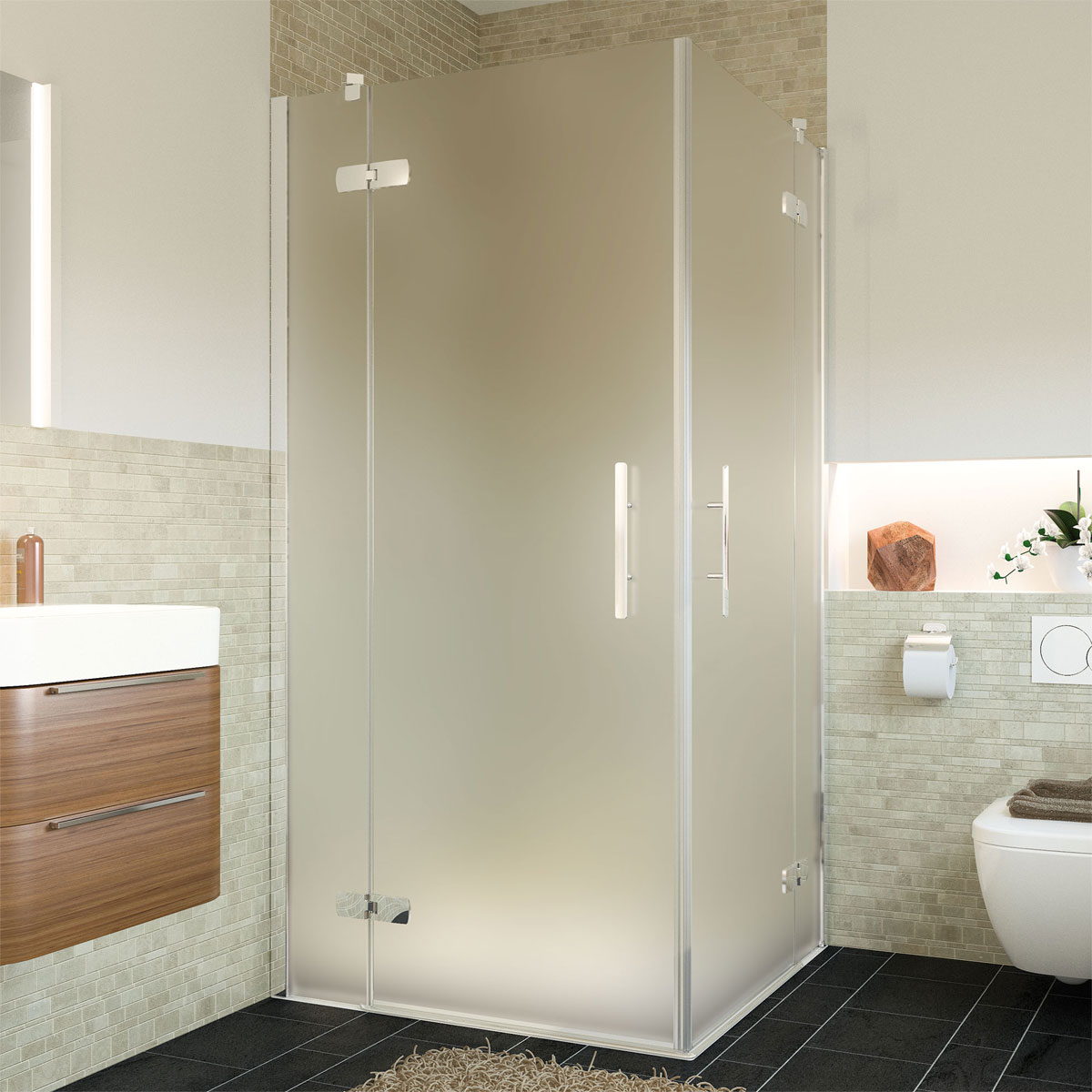 Breuer  Eckeinstieg Avanta Drehtür 4-teilig alu chromeffekt satiniert 750/800 mm