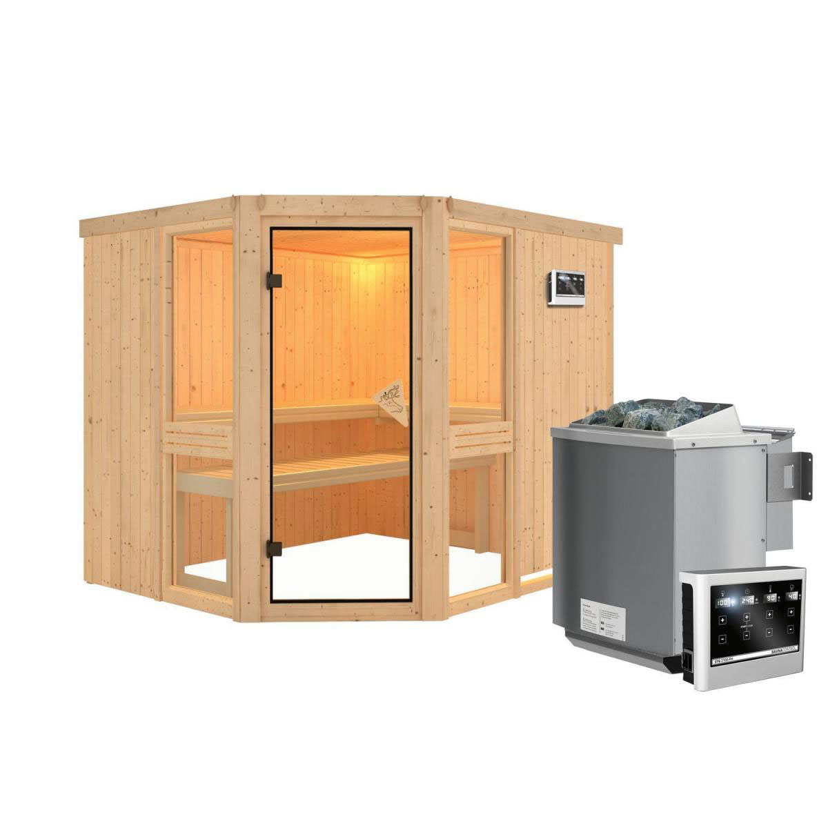 Karibu Amelia 3 Eckeinstieg 9 kW Ofen Bio externe Strg ohne Kranz Bild 9