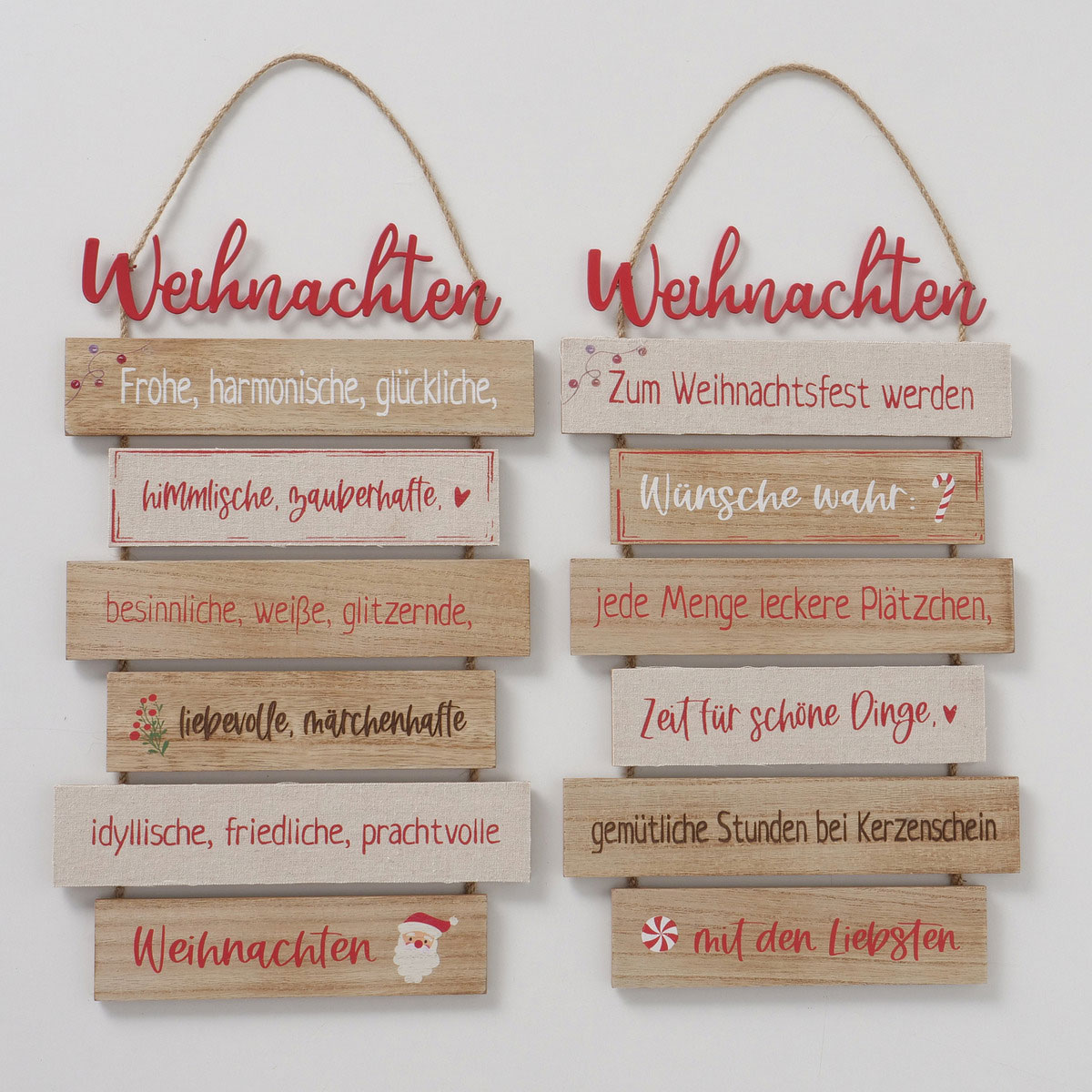 Schild Nollaig sortiert Rechteck 0,5 x 24 x 48 cm natur rot Metall Textil Holz Bild 6