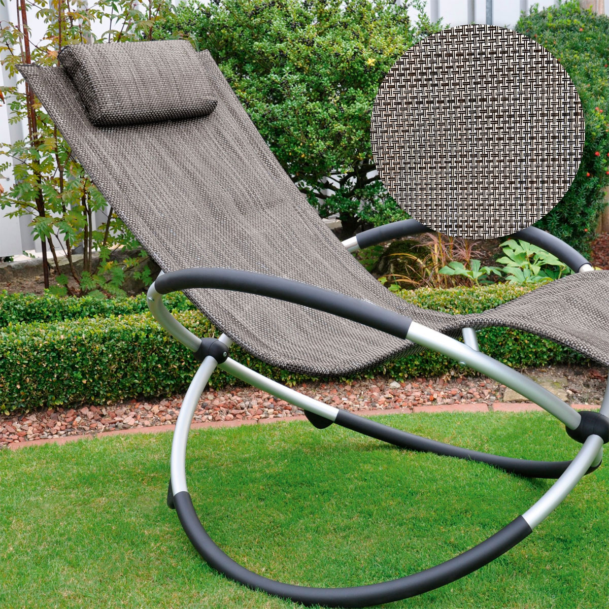 Leco Klappbare Gartenliege ergonomisch geformte Liegefläche Graubraun Bild 2