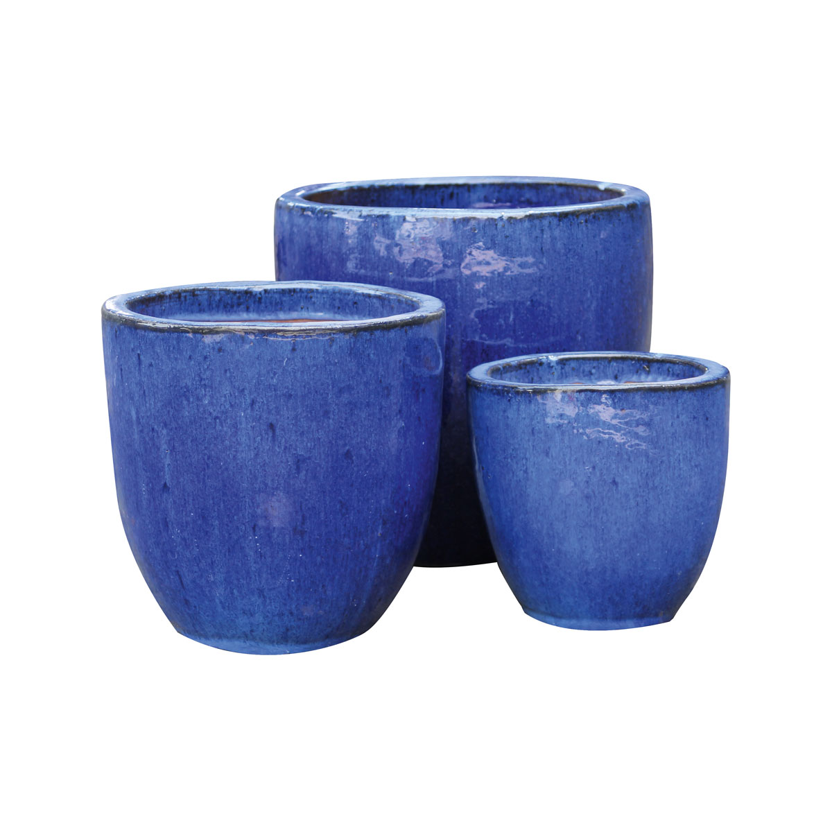 Haveson Pflanztopf Bern blau glasiert Durchmesser 25 x 25 cm