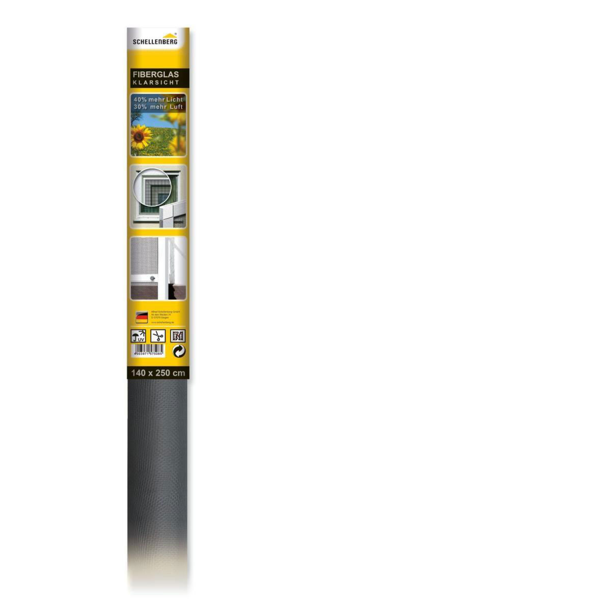 Schellenberg Fliegengitter Fiberglasgewebe Klarsicht 140 x 250 cm anthrazit Bild 2