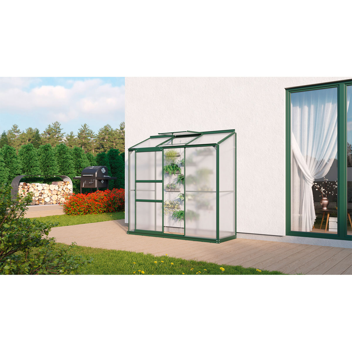 Vitavia Gewächshaus Styx 1300 1,3m² 3 mm Einscheibensicherheitsglas grün Bild 3