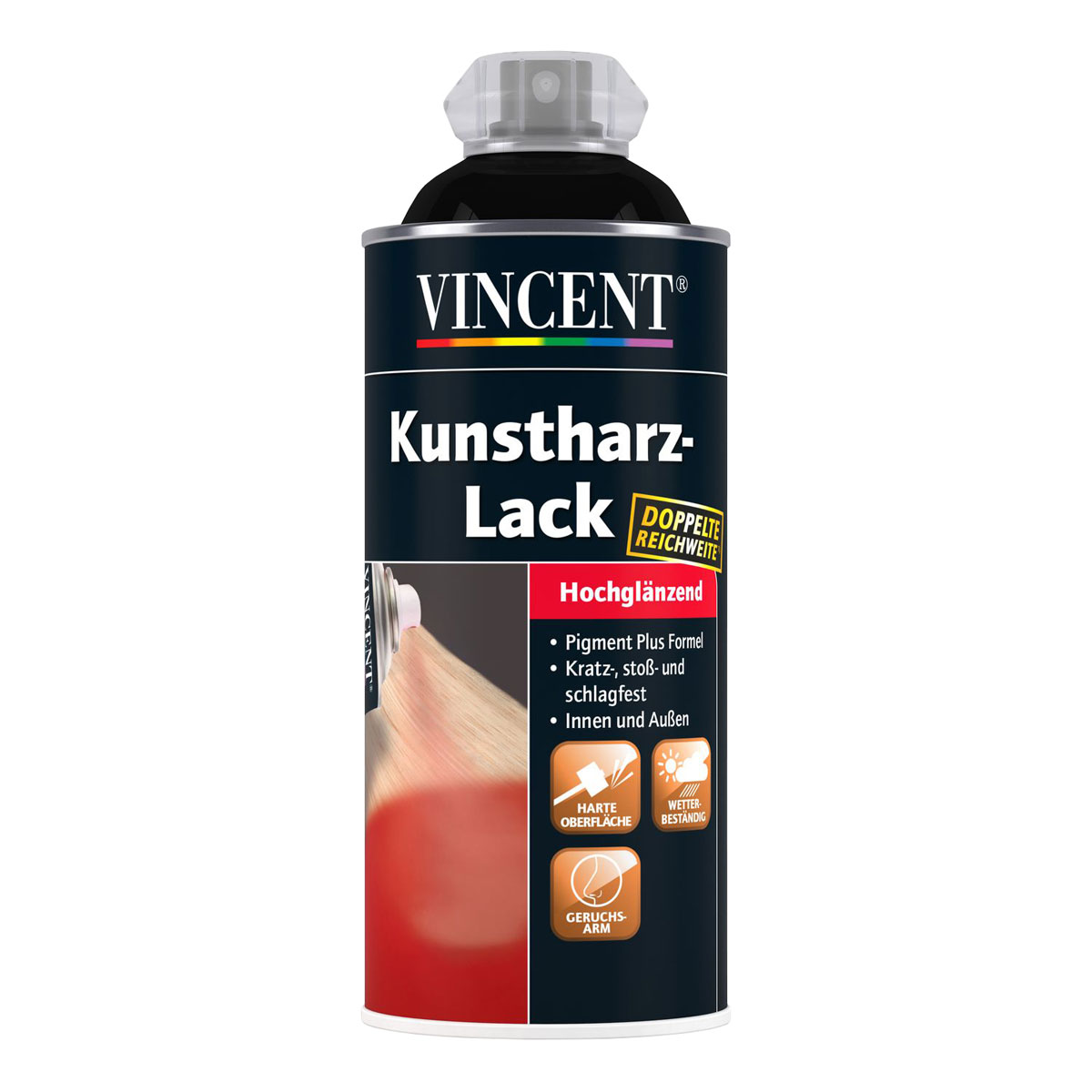 Vincent Kunstharzlack Spray Tiefschwarz 0,4 L Hochglänzend