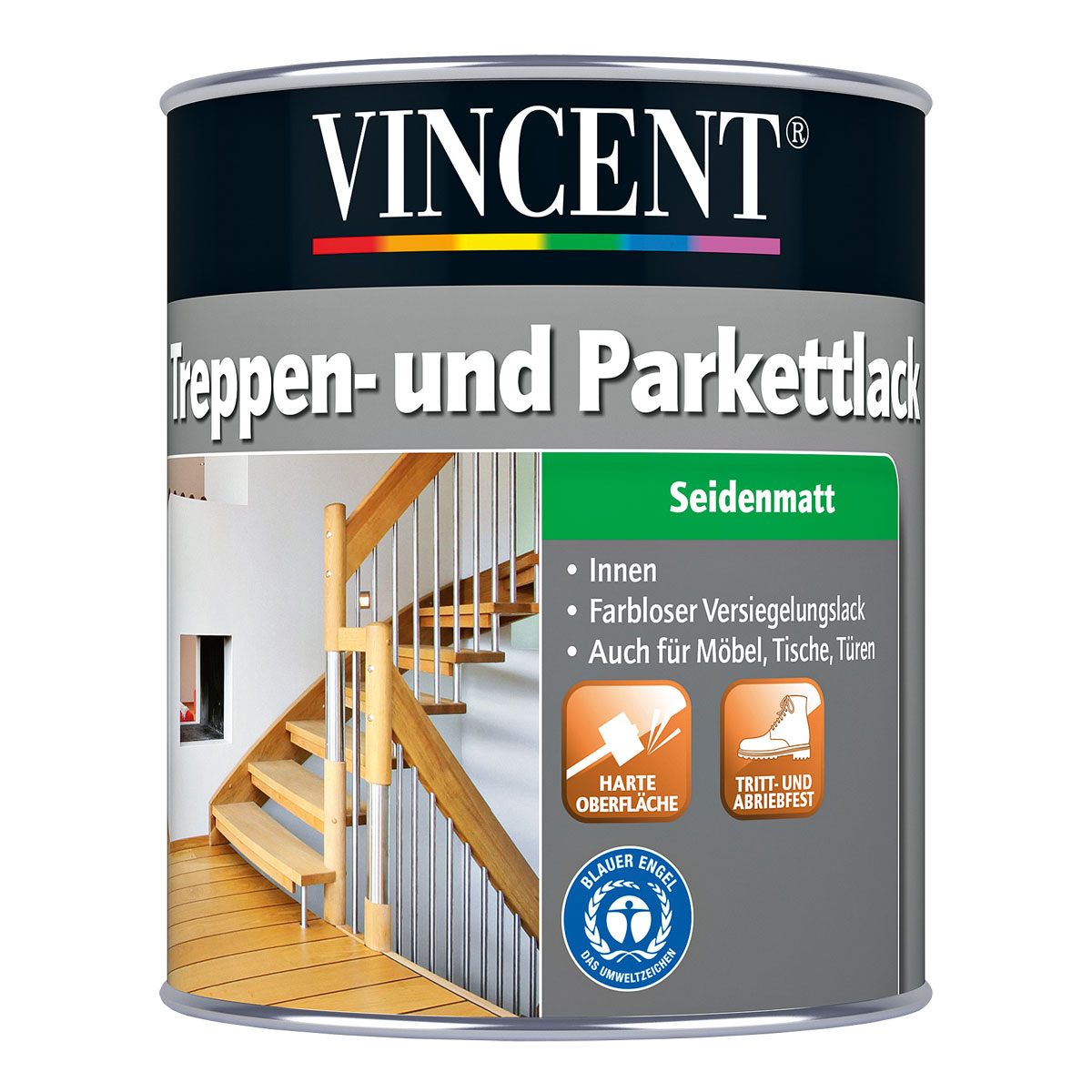 Vincent Treppen- und Parkettlack Seidenmatt 2,5 L Bild 1