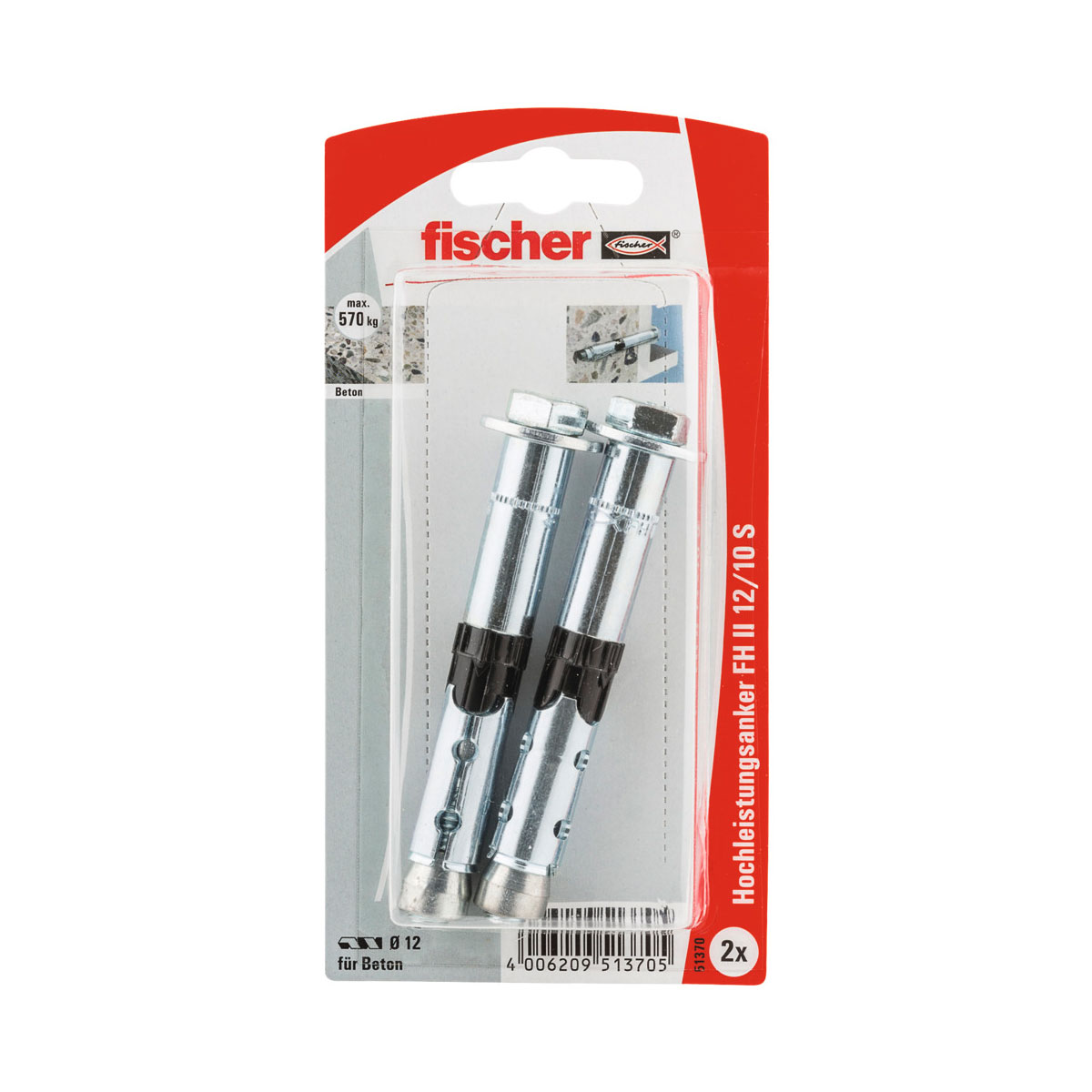 Fischer Hochleistungsanker FH II 12/10 mit Schraube 2 Stück