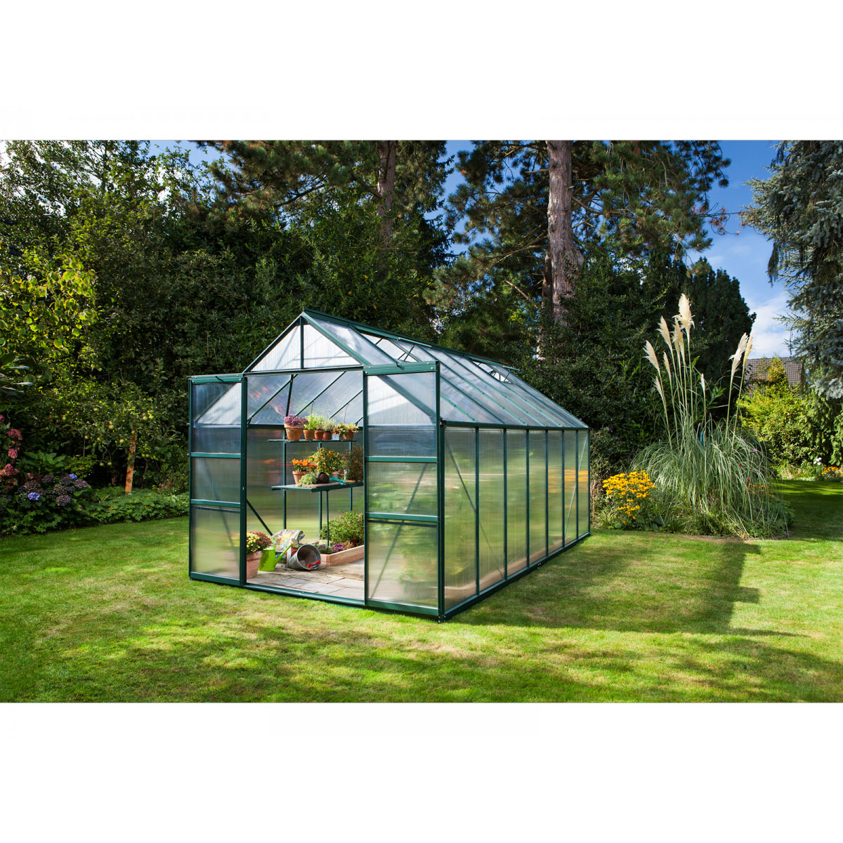 Vitavia Gewächshaus Mars 11500 11,5m² 4 mm Hohlkammerplatte grün Bild 1