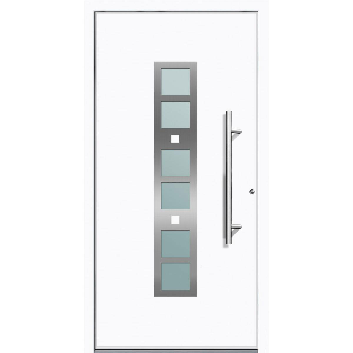 Aluminium Sicherheits-Haustür Pisa Superior 60 mm weiß 100 x 210 cm Anschlag rechts inkl Griffset
