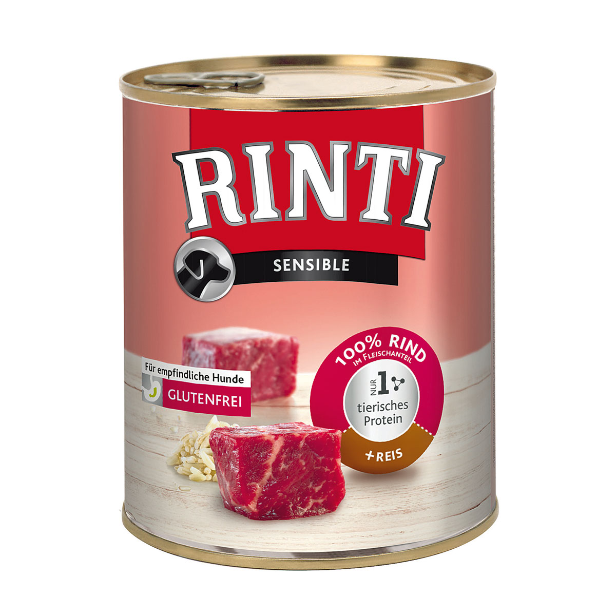 Rinti Nassfutter Sensible mit Rind & Reis 800 g