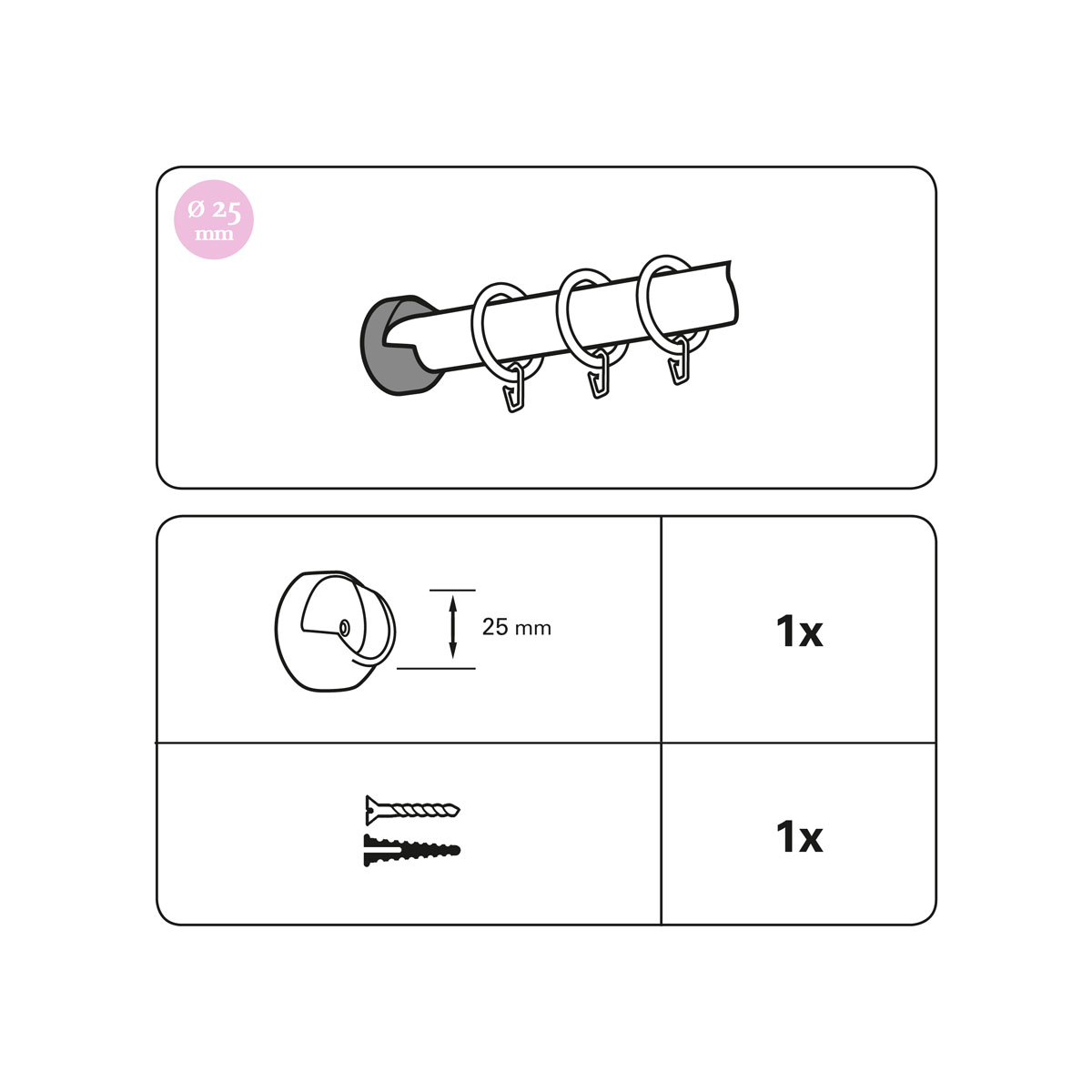Gardinia Wandlager Country für Durchmesser 25 mm buche Bild 3