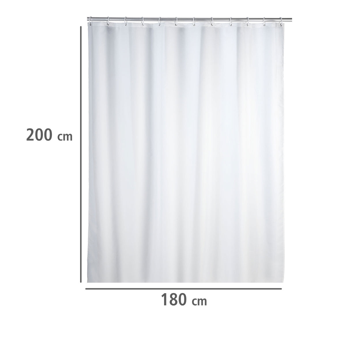 Wenko  Anti-Schimmel Duschvorhang Uni White Textil Polyester 180 x 200 cm waschbar Bild 5