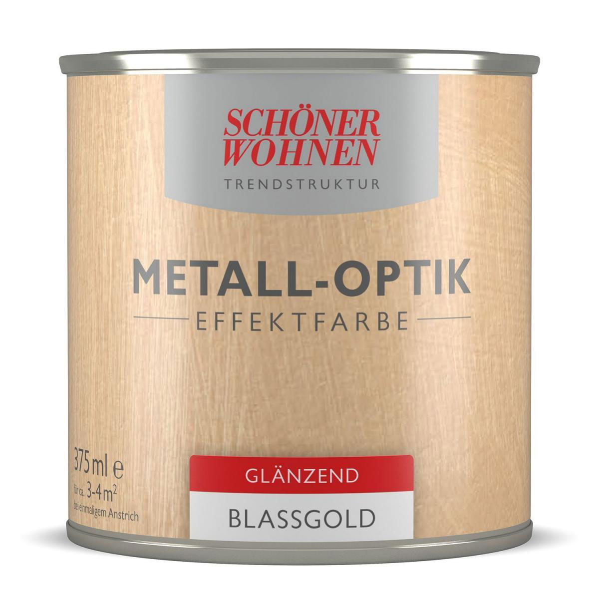 Schöner Wohnen Farbe Metall-Optik Effektfarbe Blassgold glänzend 375 ml