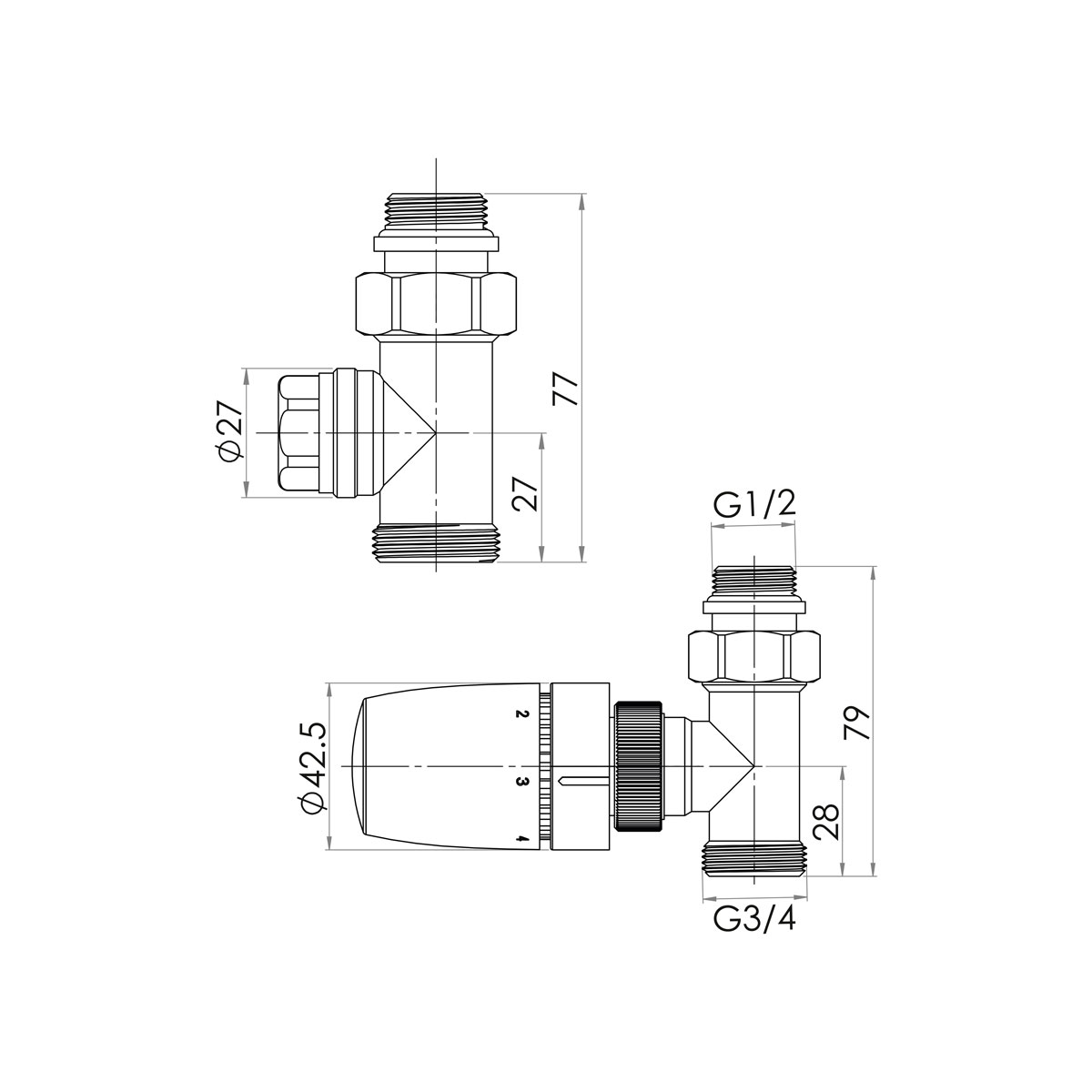 Schulte ExpressPlus Thermostat-Set Durchgang verchromt Bild 2