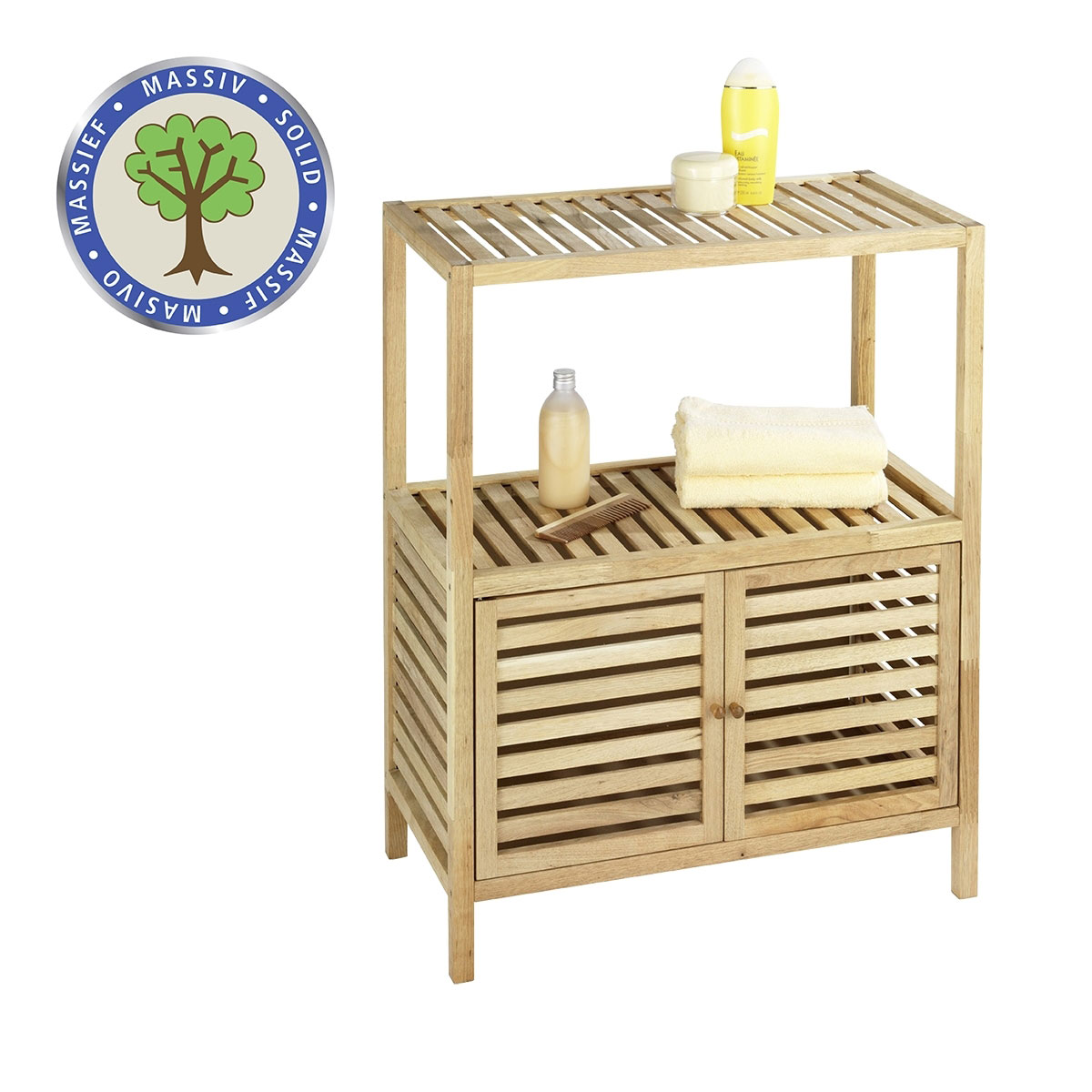 Wenko  Regal Norway mit 2 Türen aus Walnussholz massives Walnussholz Bild 1