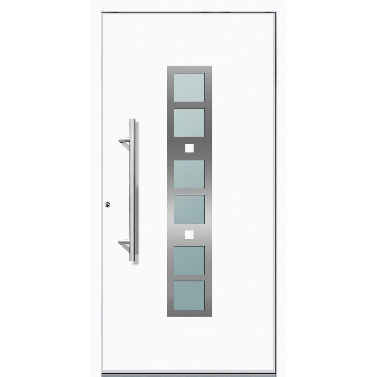 Aluminium Sicherheits-Haustür Pisa Superior 60 mm weiß 100 x 210 cm Anschlag links inkl Griffset