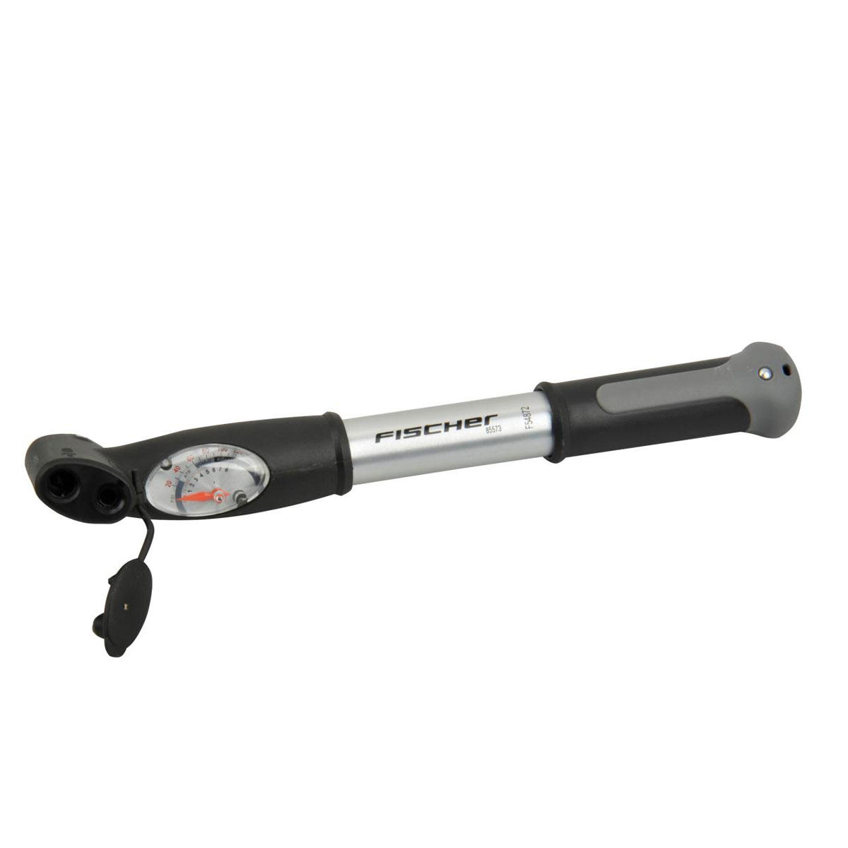 Fischer Bikes Mini-Pumpe mit Doppelhub Duokopf silber