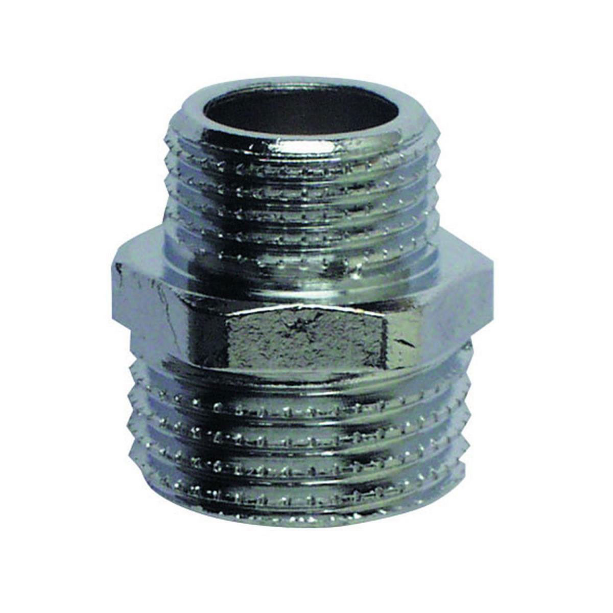 Reduzier-Doppelnippel 1/2" x 3/8" verchromt