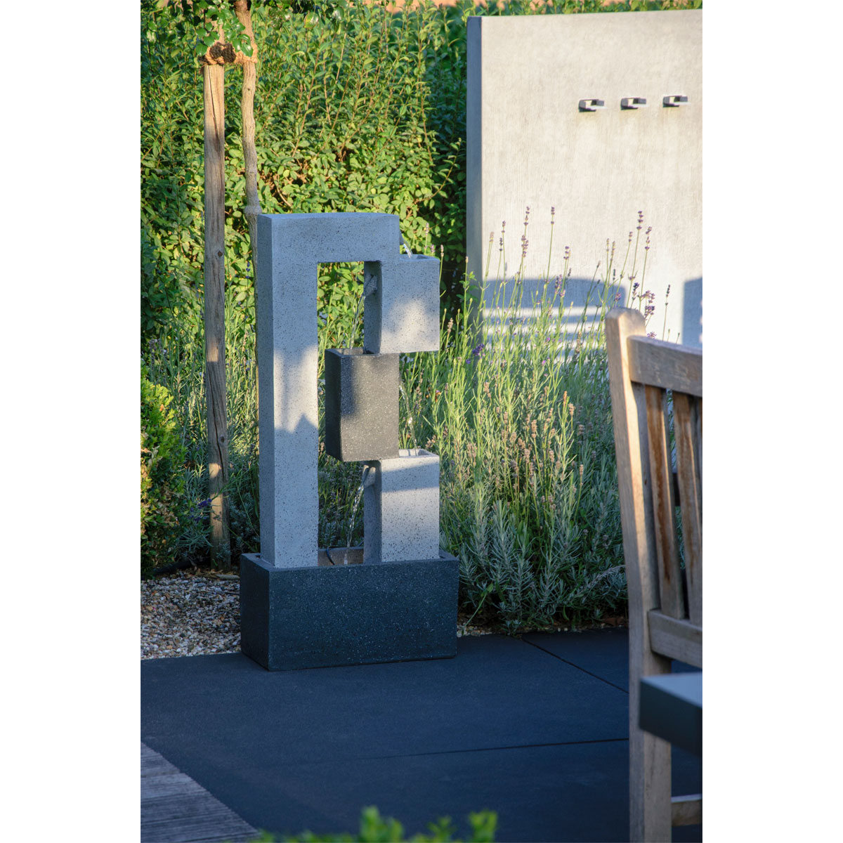 dobar XL Design-Gartenbrunnen mit LEDs 21,5 x 90,5 x 40,5 cm grau