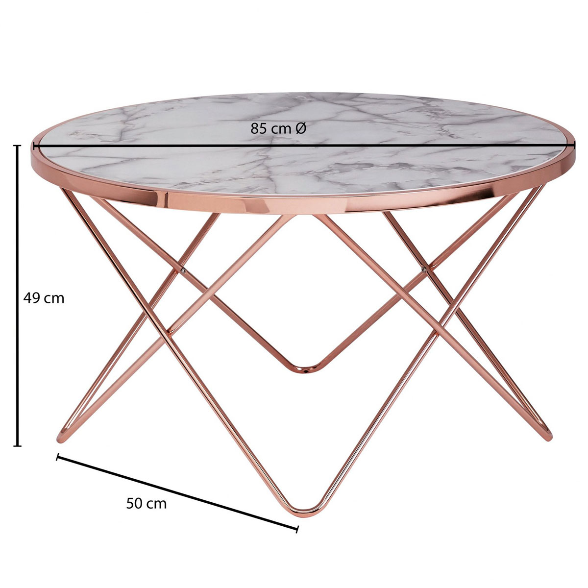 Wohnling Design Couchtisch, Marmor Optik, weiß, 85 cm Bild 2