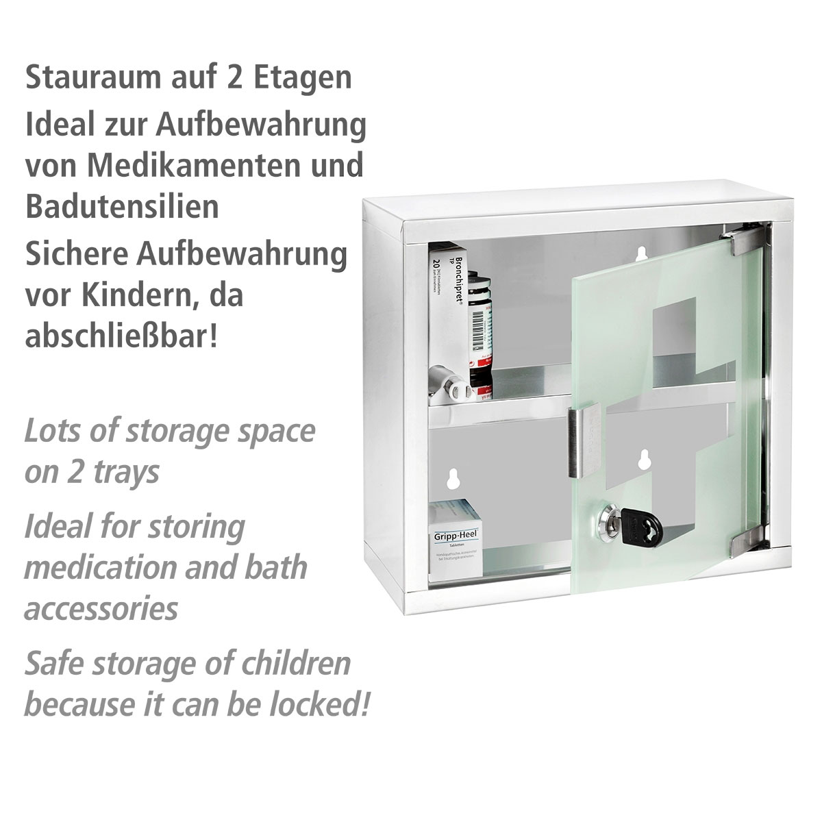 Wenko  Medikamentenschrank Edelstahl 25 x 25 cm glänzend Bild 4