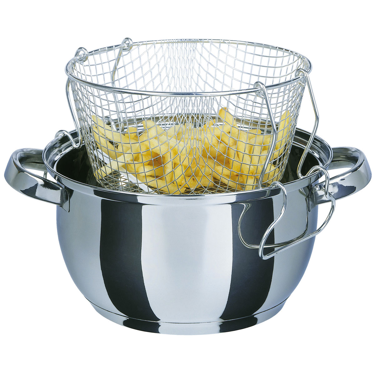 GSW Frittiertopf mit Glasdeckel 22cm 3l Edelstahl