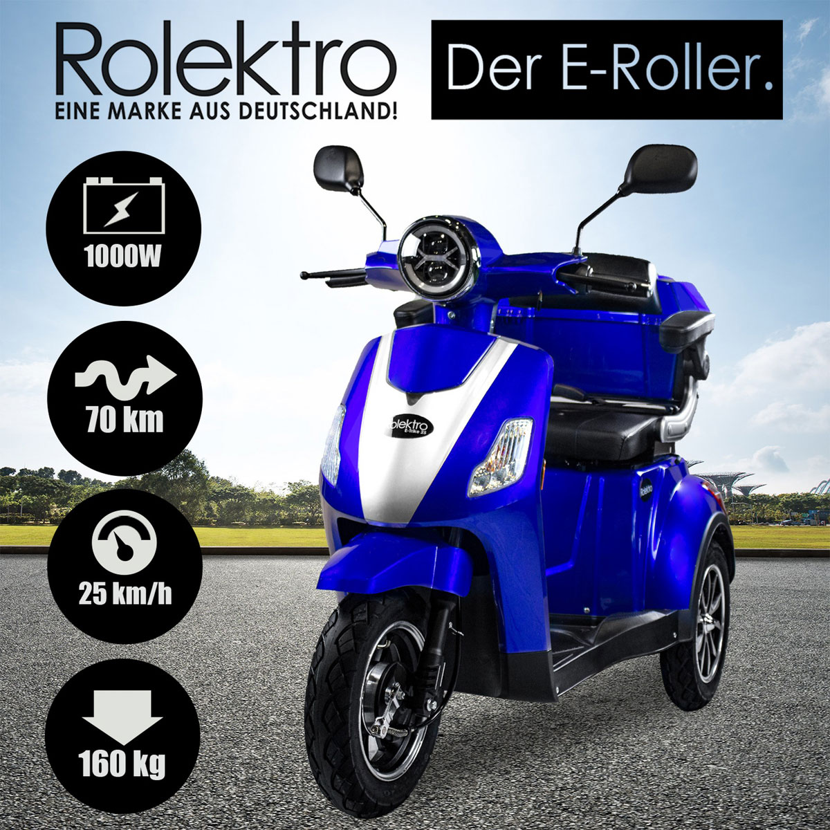 Rolektro E-Dreiradroller„25 V.3“ 1000 W, blau Bild 7