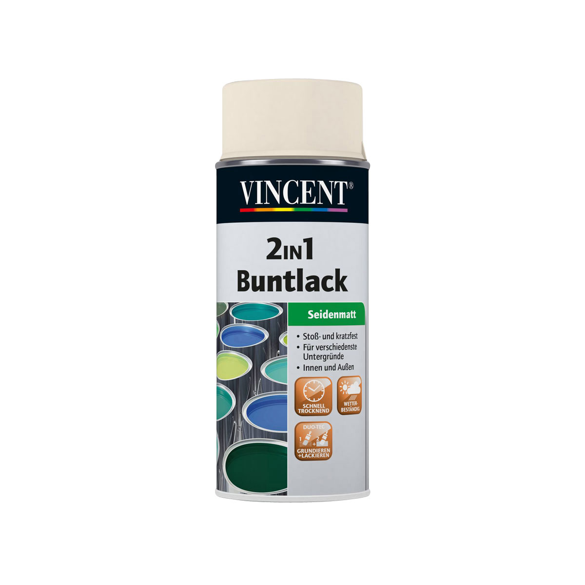 Vincent 2in1 Buntsprühlack cremeweiß seidenmatt 150 ml