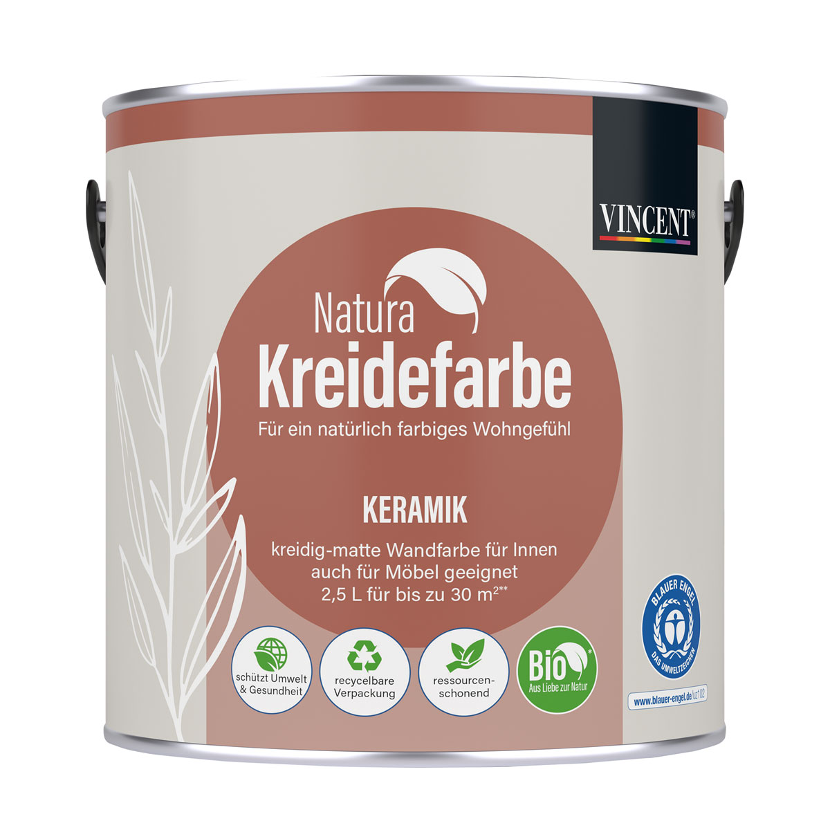 Vincent  Natura Kreidefarbe Keramik matt 2,5 L