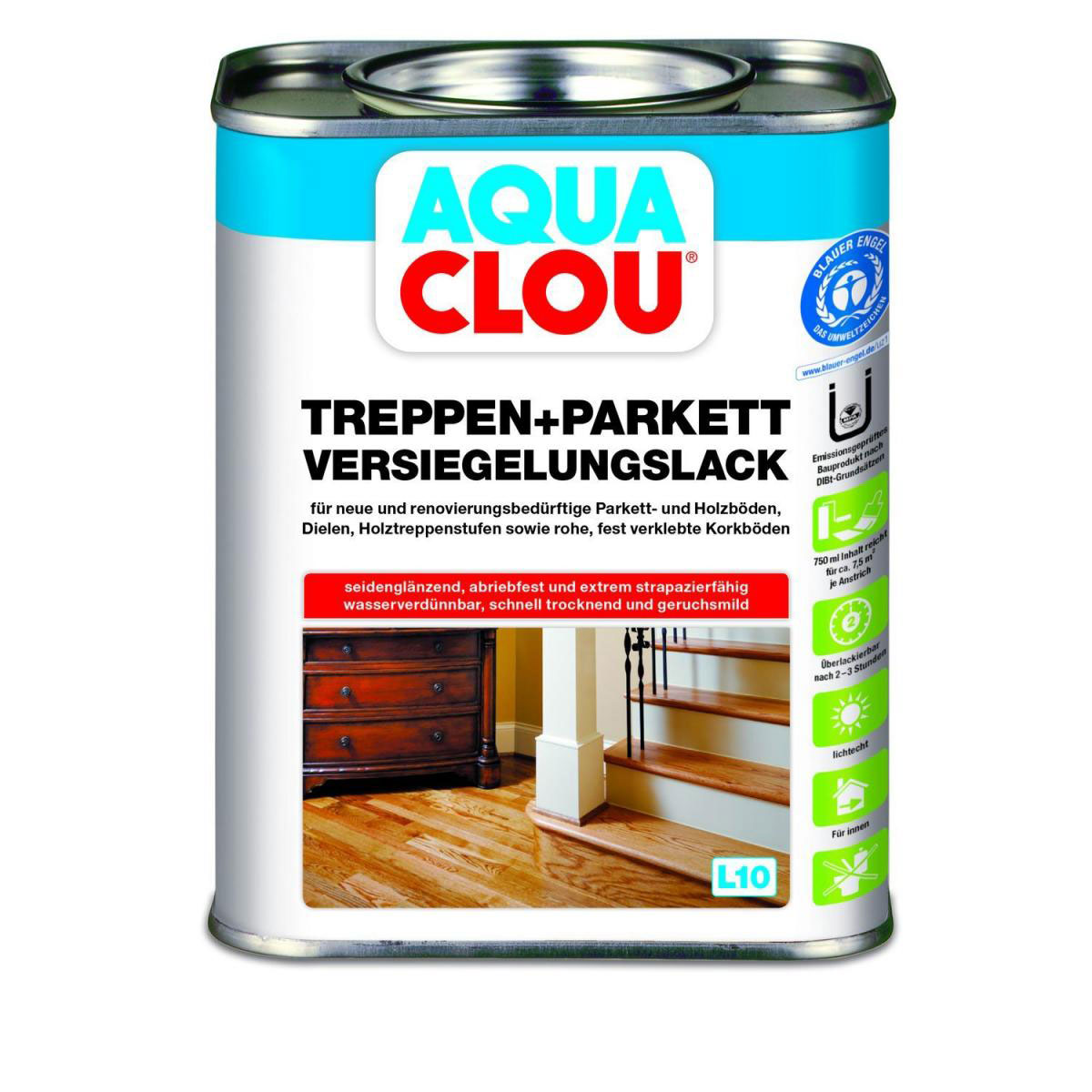 Clou L10 Aqua Treppen- und Parkettlack 750 ml