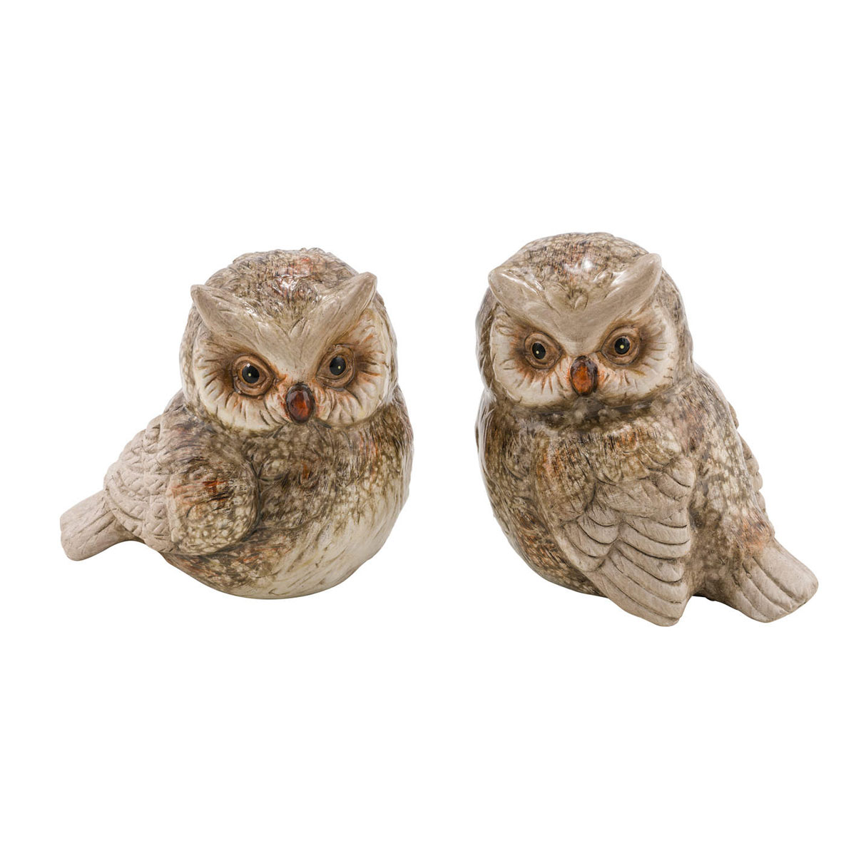 Keramik-Eule 12,5 x 11 x 10 cm naturfarben
