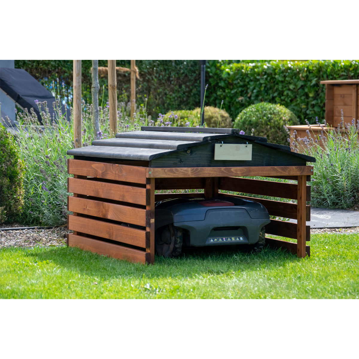 dobar Mährobotergarage 78,5 x 74 x 52,5 cm braun-schwarz Bild 5