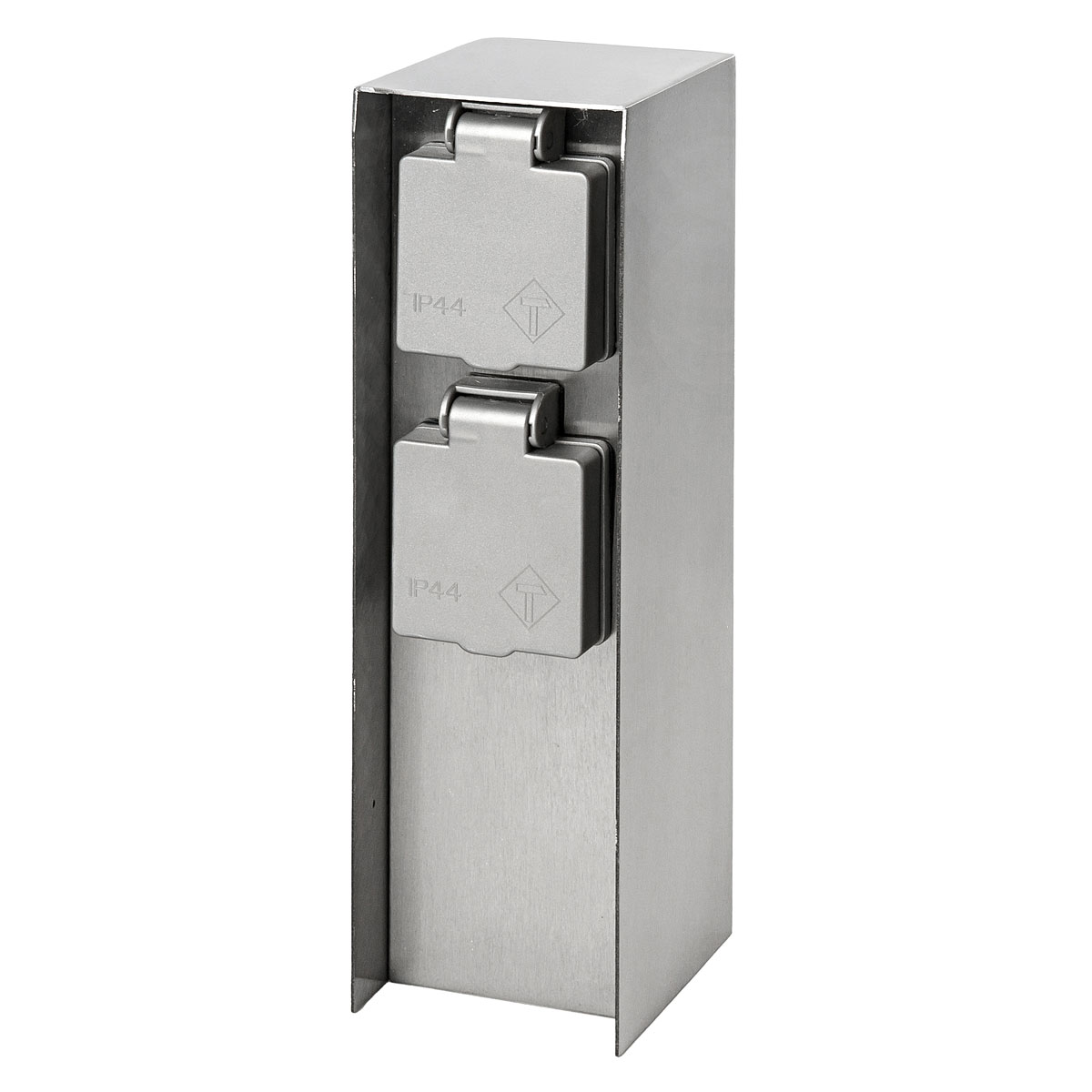 Steckdosensäule ORIO 2fach IP44 Eisen-gebürstet