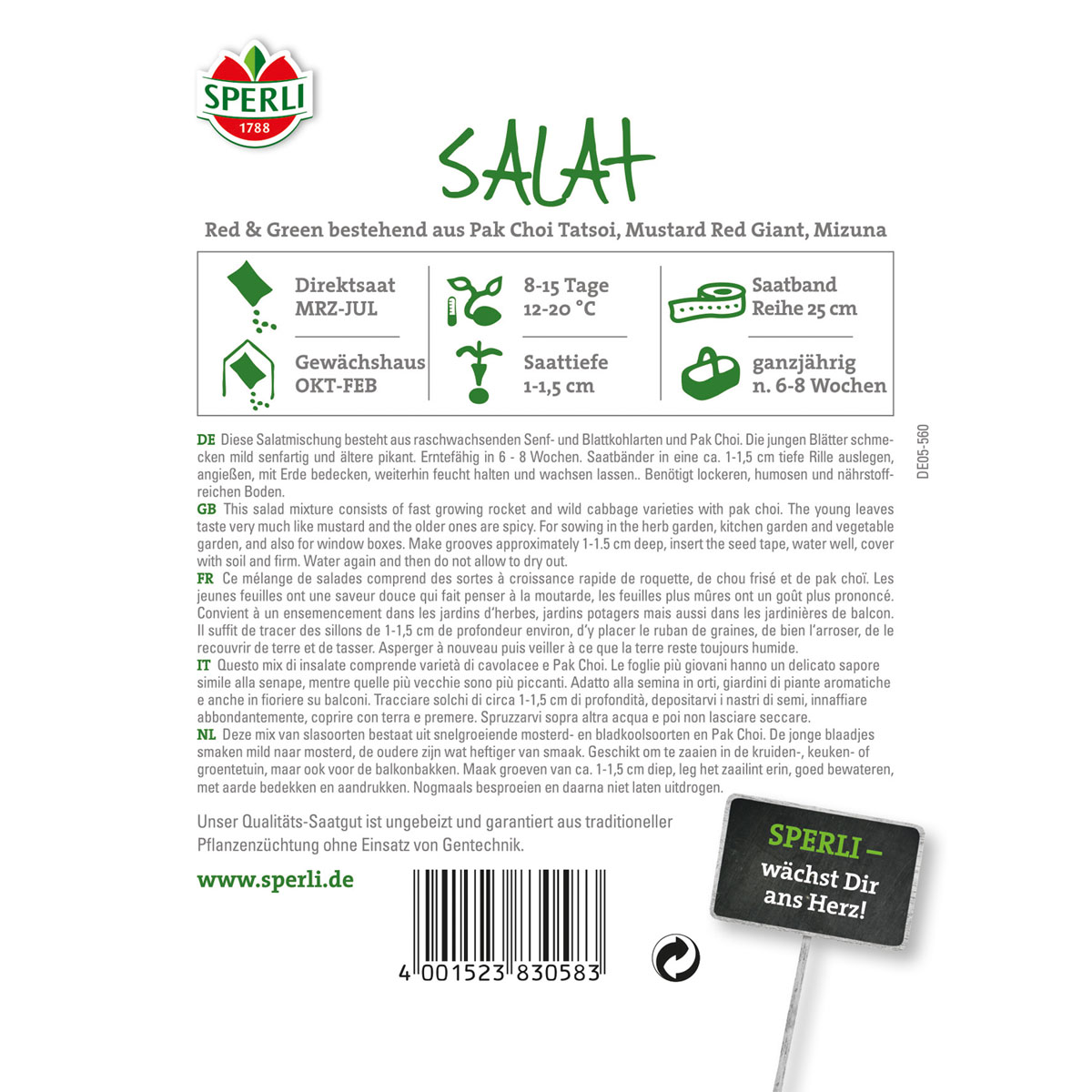 Sperli Asia-Salatmischung Red und Green 5 m Saatband Bild 2