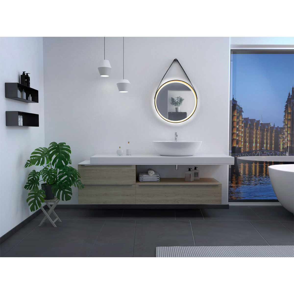 DSK  Design LED Lichtspiegel Black Veran LED Dm 55 cm Bild 3