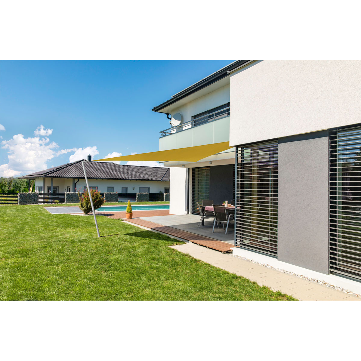 Dreieck-Segel Cannes 5 x 5 x 5 m gelb Bild 2