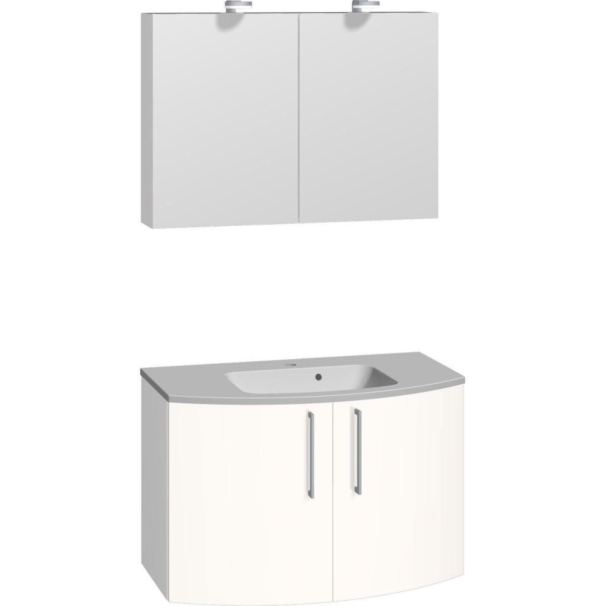 Scanbad Badmöbelset Modern und 90 cm weiß/weiß hochglänzend